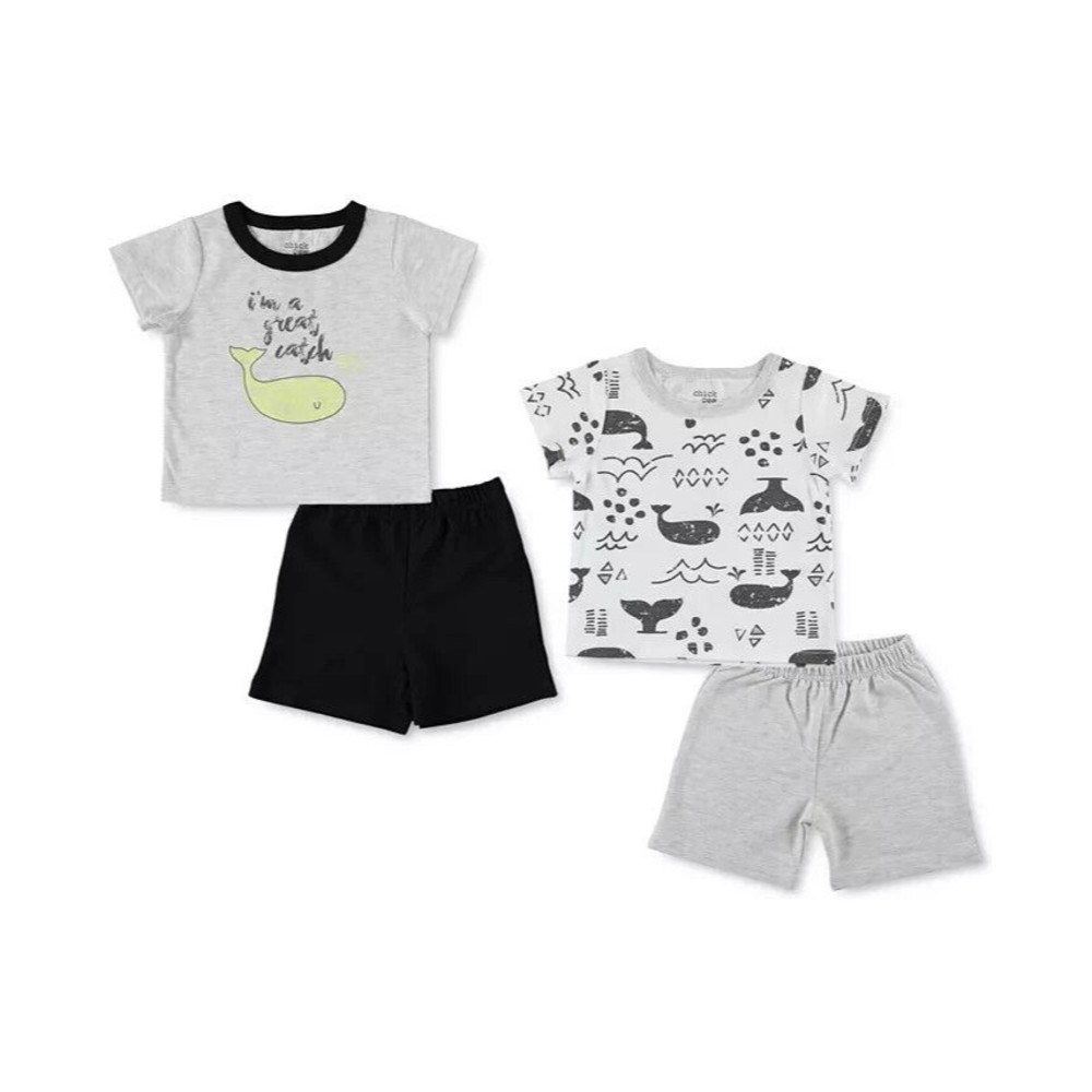 NWT CHICKPEA Baby Boys 4-Pc. Whale T-Shirts & Shorts Set, Size: 3-6 Months